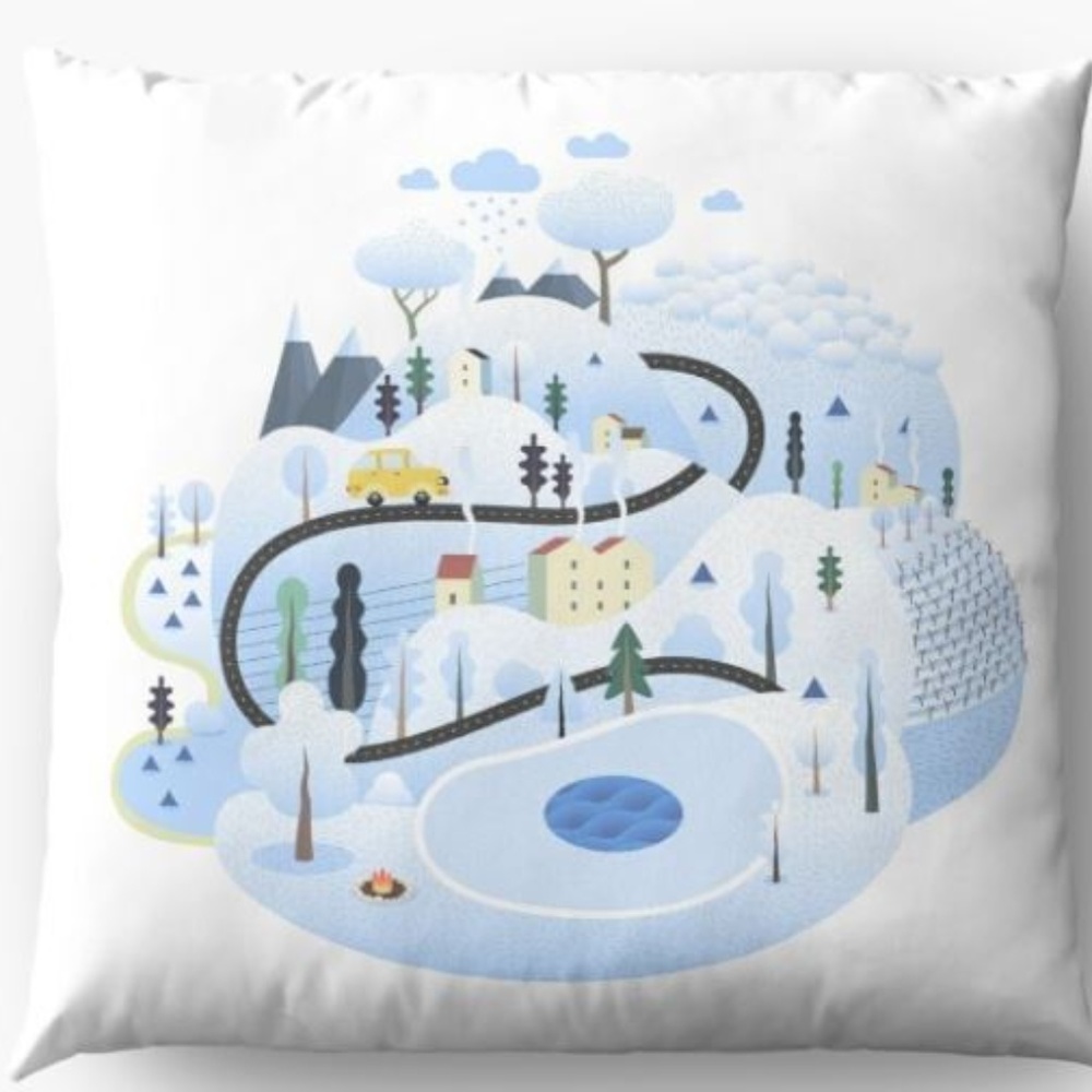 Snow Covered Mountain Floor Pillow